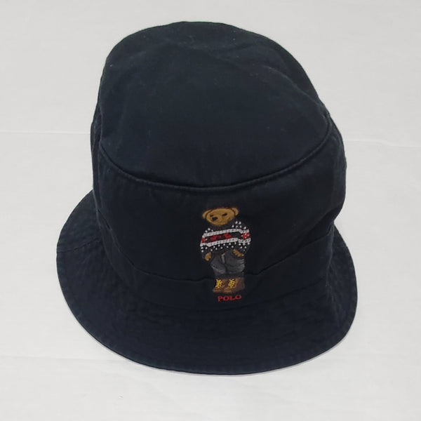 Nwt Polo Ralph Lauren Black Reindeer Teddy Bear Bucket Hat - Unique Style