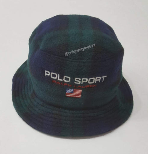 Nwt Polo Sport Green Plaid Fleece Bucket Hat - Unique Style