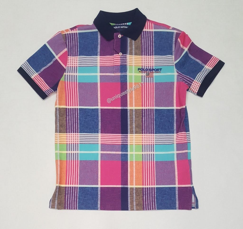 Nwt Polo Sport Plaid Custom Slim Fit Polo