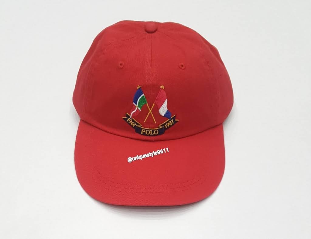 Nwt Polo Ralph Lauren Red Cross Flag Long Bill Adjustable Strap Back Hat