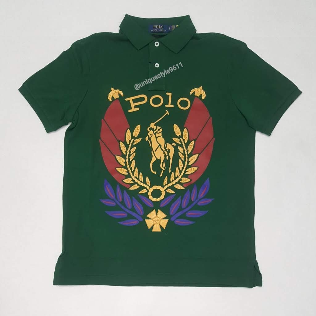 Nwt Polo Ralph Lauren Green Uni Crest Classic Fit Polo