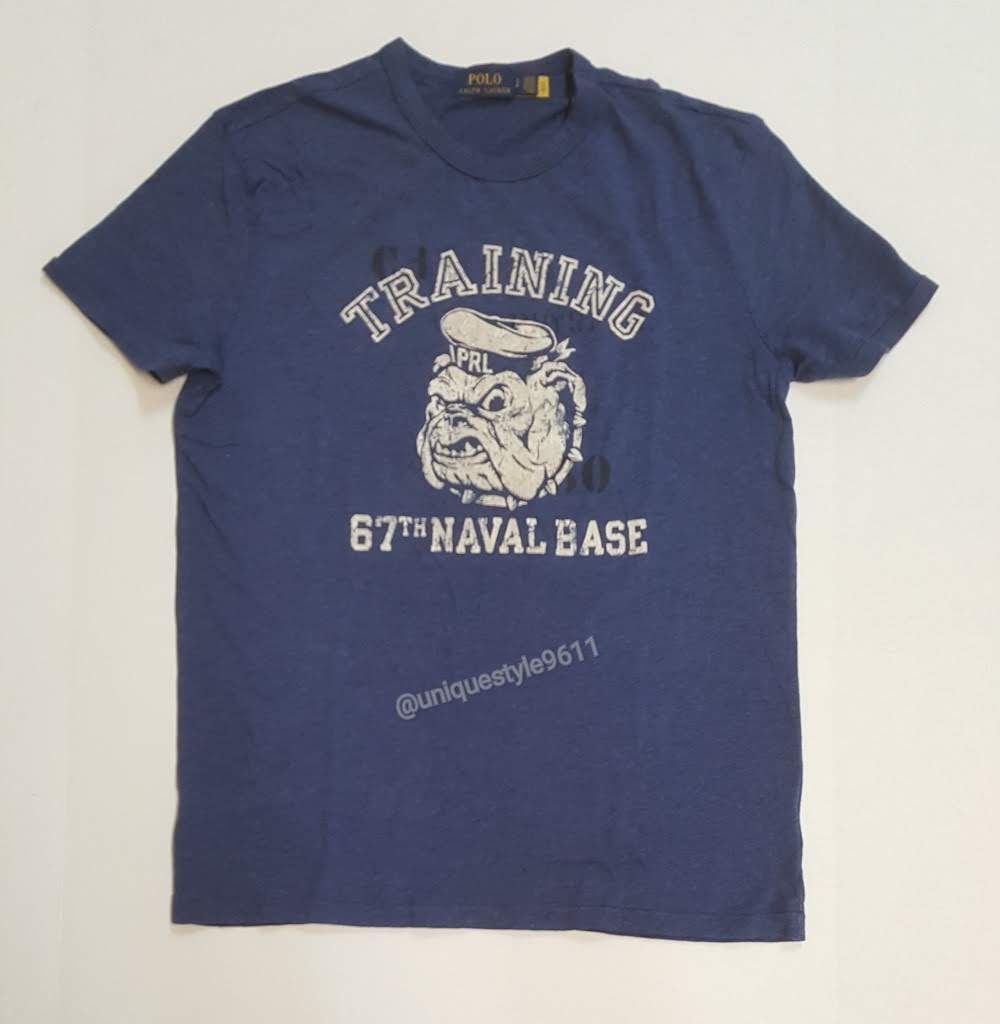 Nwt Polo Ralph Lauren Blue Bull Dog Training 67th Naval Base Tee