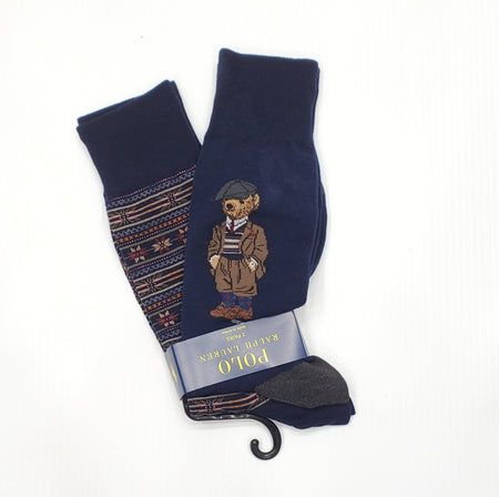 Nwt Polo Ralph Lauren 1 Pack Dark Grey Bear Socks