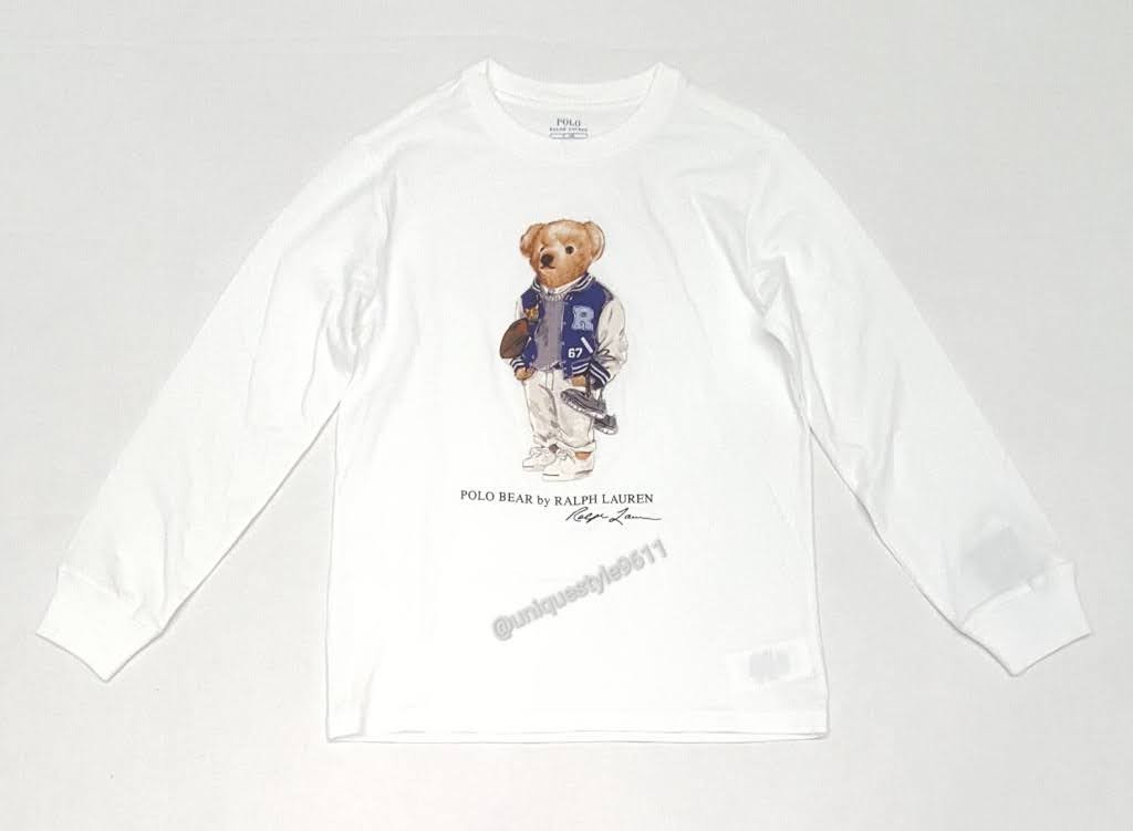 Nwt Kids Polo Ralph Lauren Football Bear L/S Tee (2T-7T)