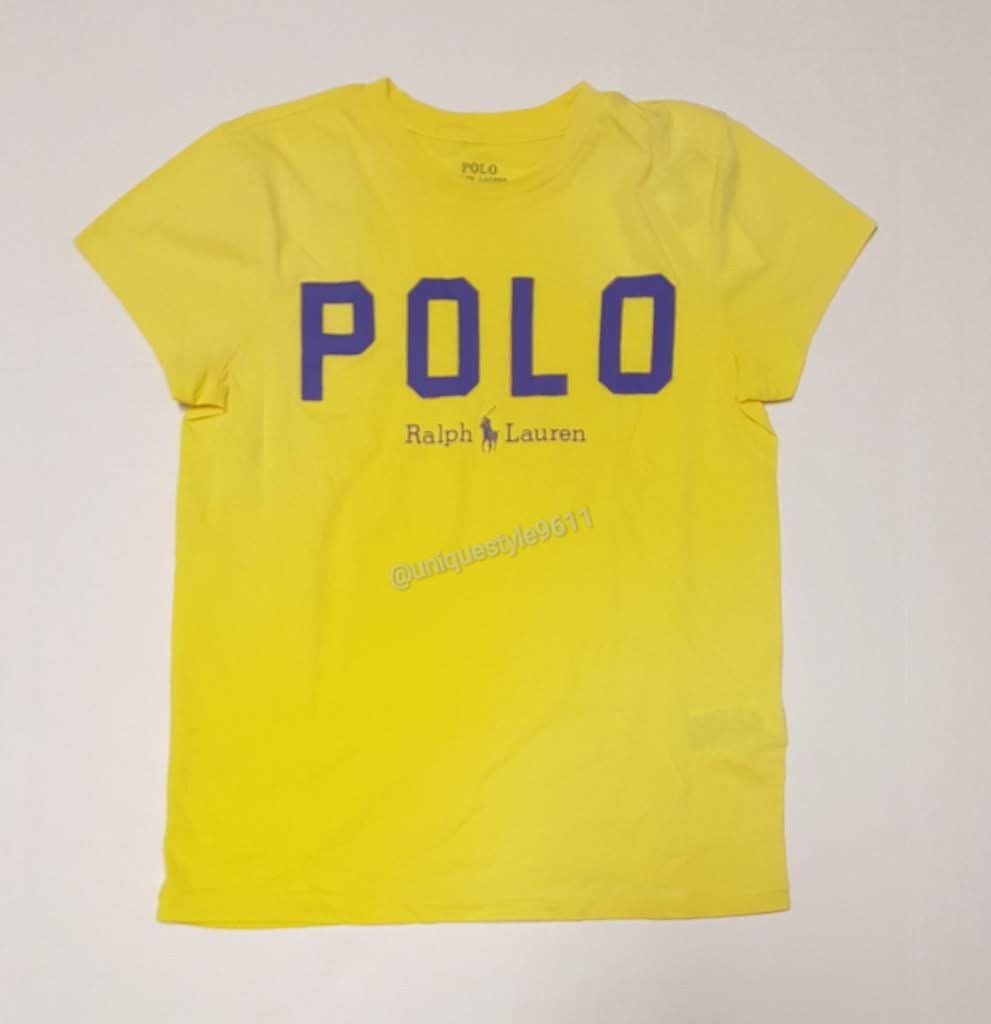 Nwt Polo Ralph Lauren Women Yellow Embroidered Spellout Tee