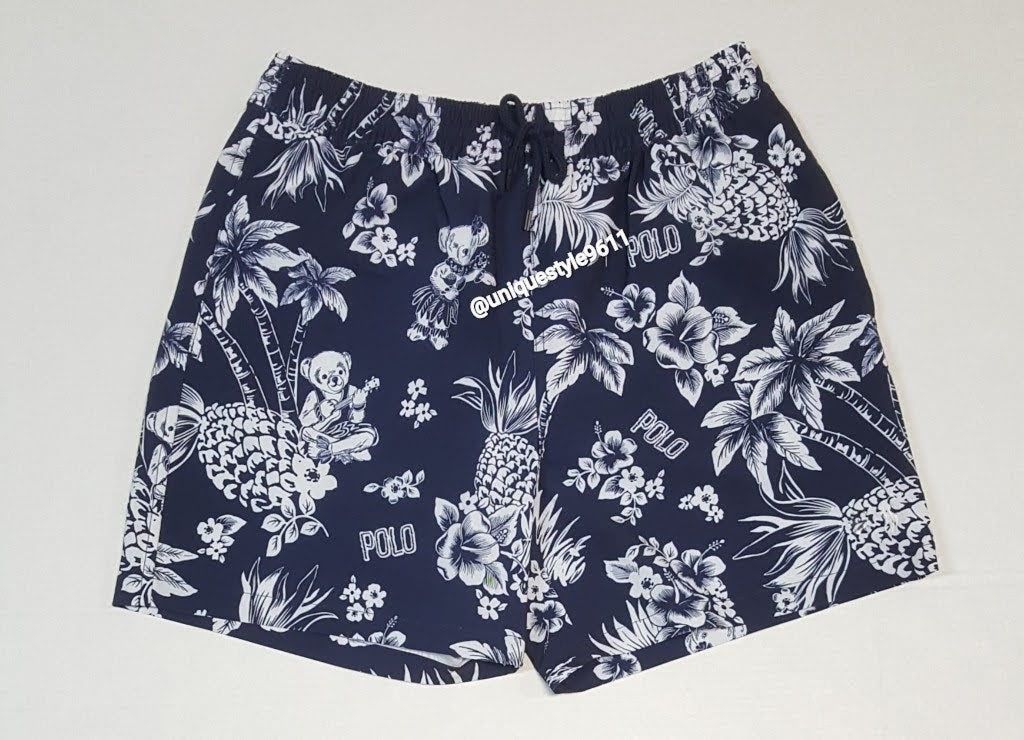 Nwt Polo Ralph Lauren Allover Bear Jungle Print Swim Trunks