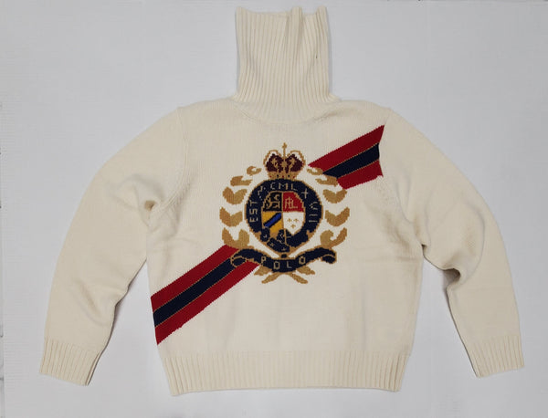 Nwt Polo Ralph Lauren Women's Cream Crest Wool Turtleneck Sweater - Unique Style