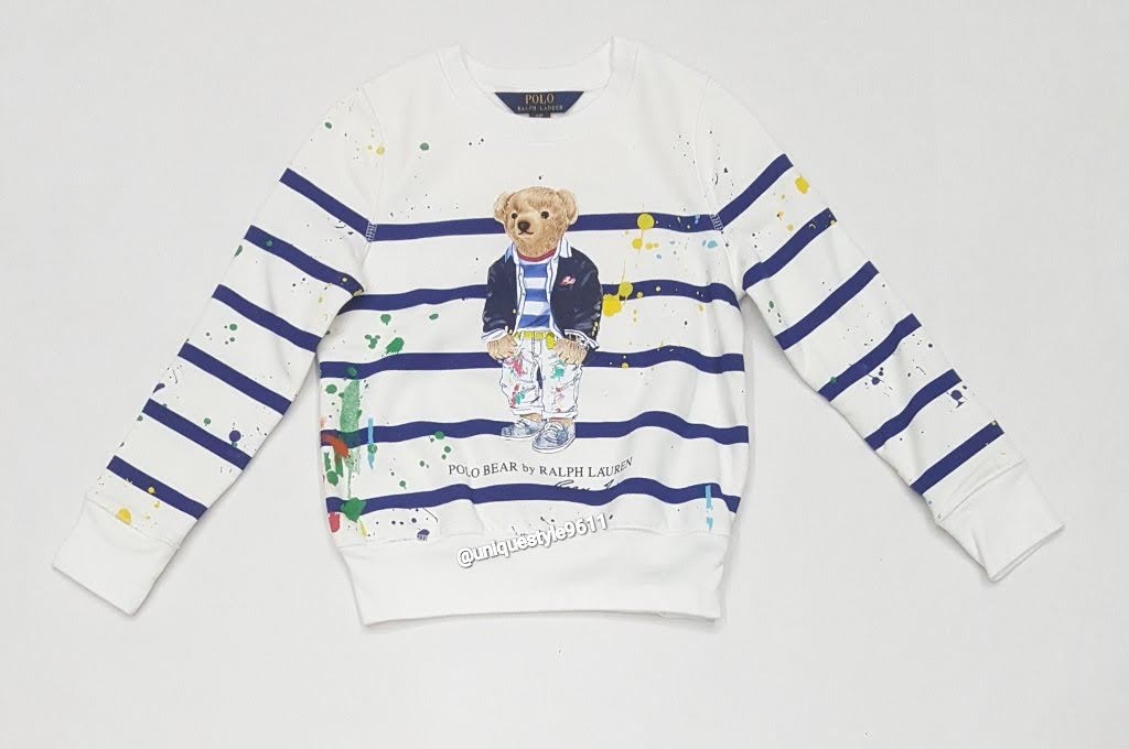 Nwt Kids Polo Ralph Lauren Paint Splatter Bear Sweatshirt (8-20)