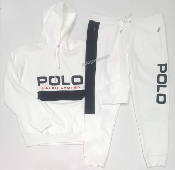 Nwt Polo Ralph Lauren White/Navy Spellout Sweatsuit
