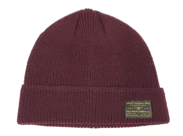 Nwt Polo Ralph Lauren Burgundy Infantry Headgear Skully - Unique Style