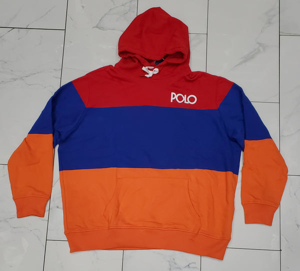 Nwt Polo Ralph Lauren Red/Royal/Orange Spellout Fleece Hoodie - Unique Style