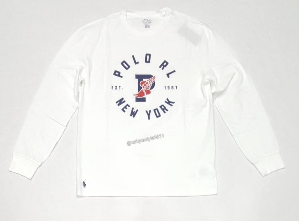 Nwt Polo Ralph Lauren White P-Wing New York 1967 Classic Fit Long Sleeve Tee