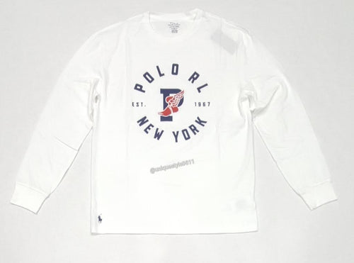 Nwt Polo Ralph Lauren White P-Wing New York 1967 Classic Fit Long Sleeve Tee - Unique Style