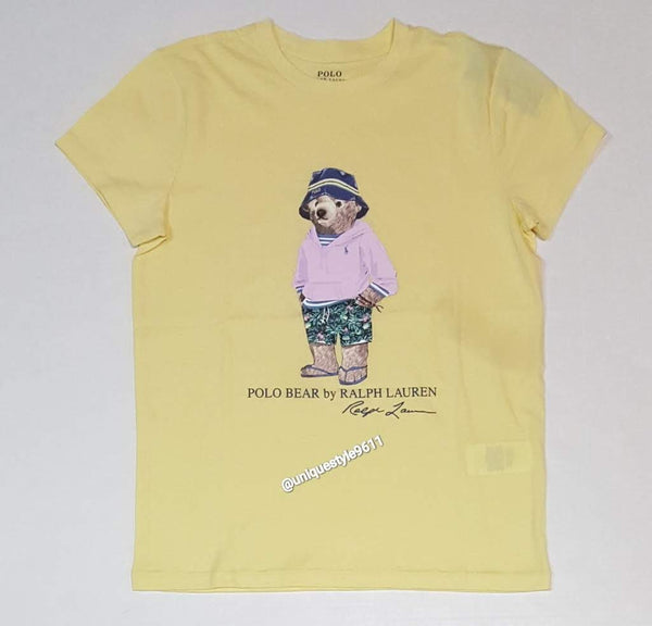 Nwt Polo Ralph Lauren Women's Yellow Beach Bucket Hat Teddy Bear Tee - Unique Style