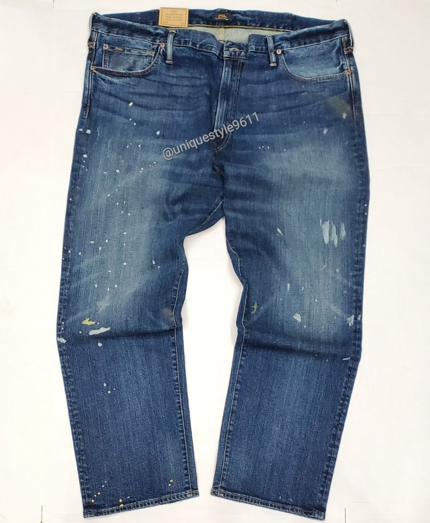 Nwt Polo Big & Tall Paint Splatter Hampton Relaxed Straight Fit Jeans u