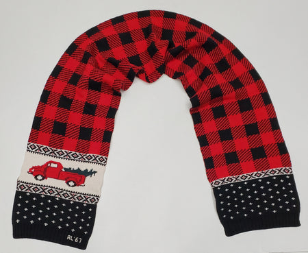 Nwt Polo Ralph Lauren Red/Navy Big Pony Scarf
