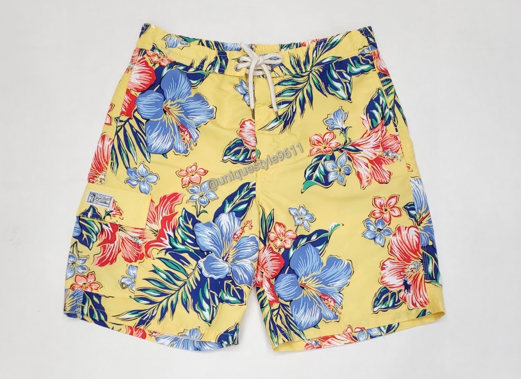 Nwt Polo Ralph Lauren Yellow Floral Print Swim Trunks
