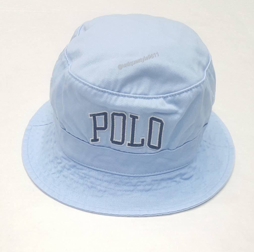 Nwt Polo Ralph Lauren Baby Blue Spellout Bucket Hat