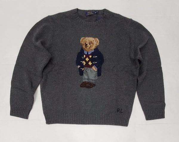NWT POLO RALPH LAUREN GREY WOOL EXECUTIVE TEDDY BEAR 2014 SWEATER - Unique Style