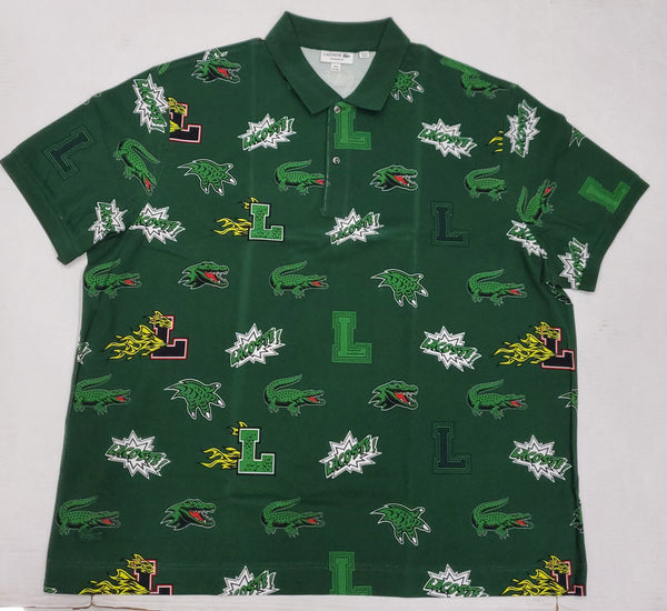 Lacoste Allover Print Green Regular Fit Polo - Unique Style