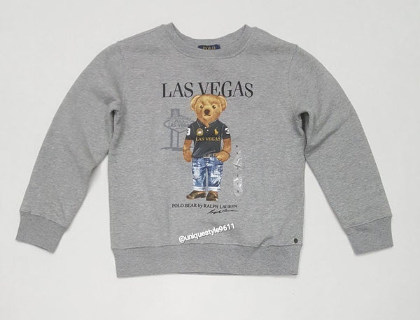 Nwt Polo Ralph Lauren Grey Las Vegas Teddy Bear Boys Sweatshirt - Unique Style