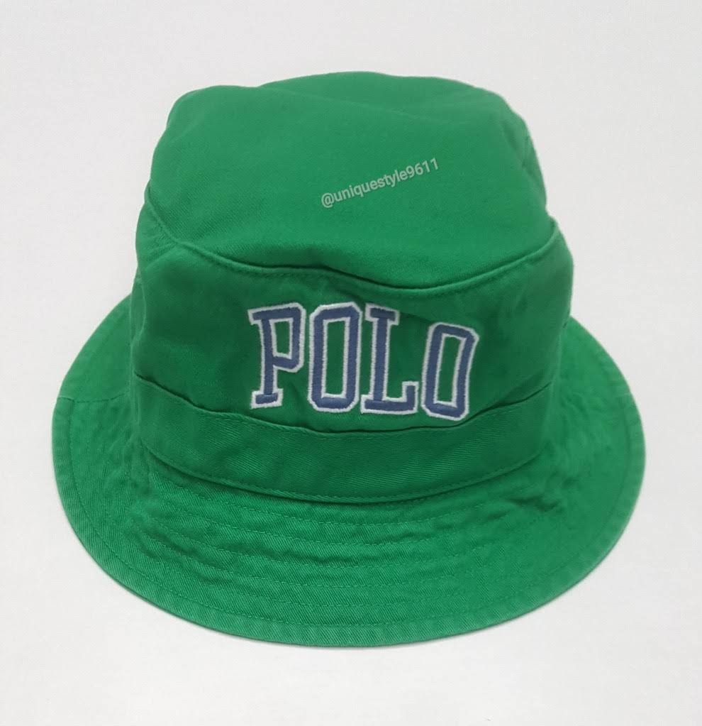 Nwt Polo Ralph Lauren Green Spellout Bucket Hat