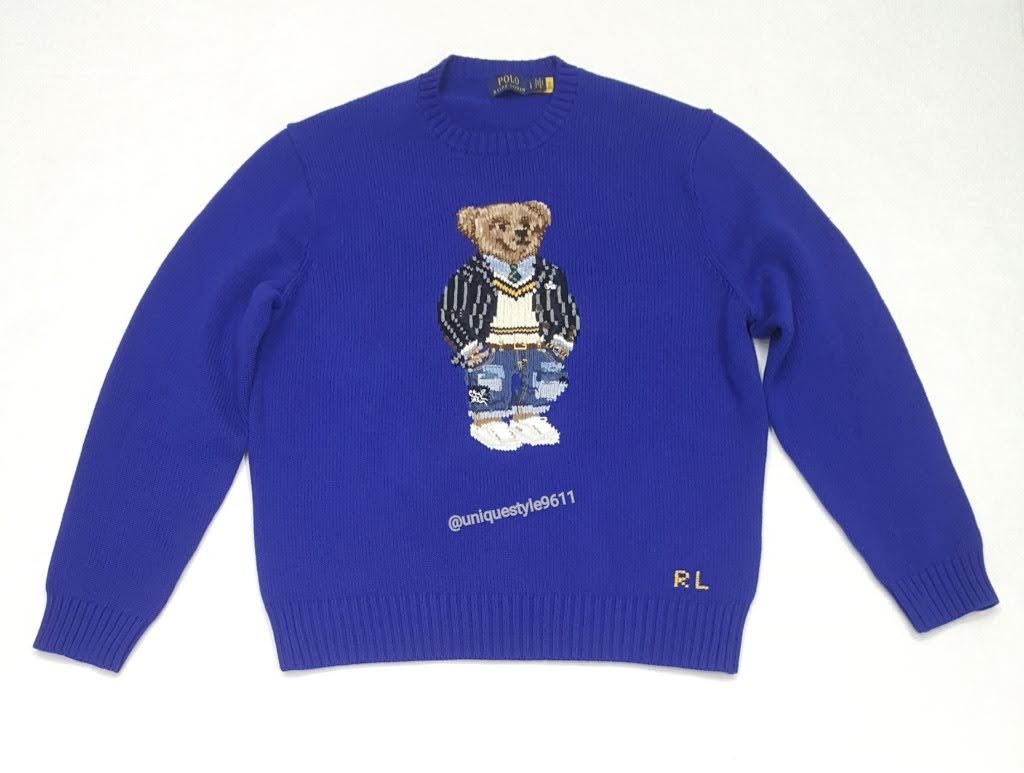Nwt Polo Ralph Lauren Royal Blue Cardigan Vest Teddy Bear Sweater u
