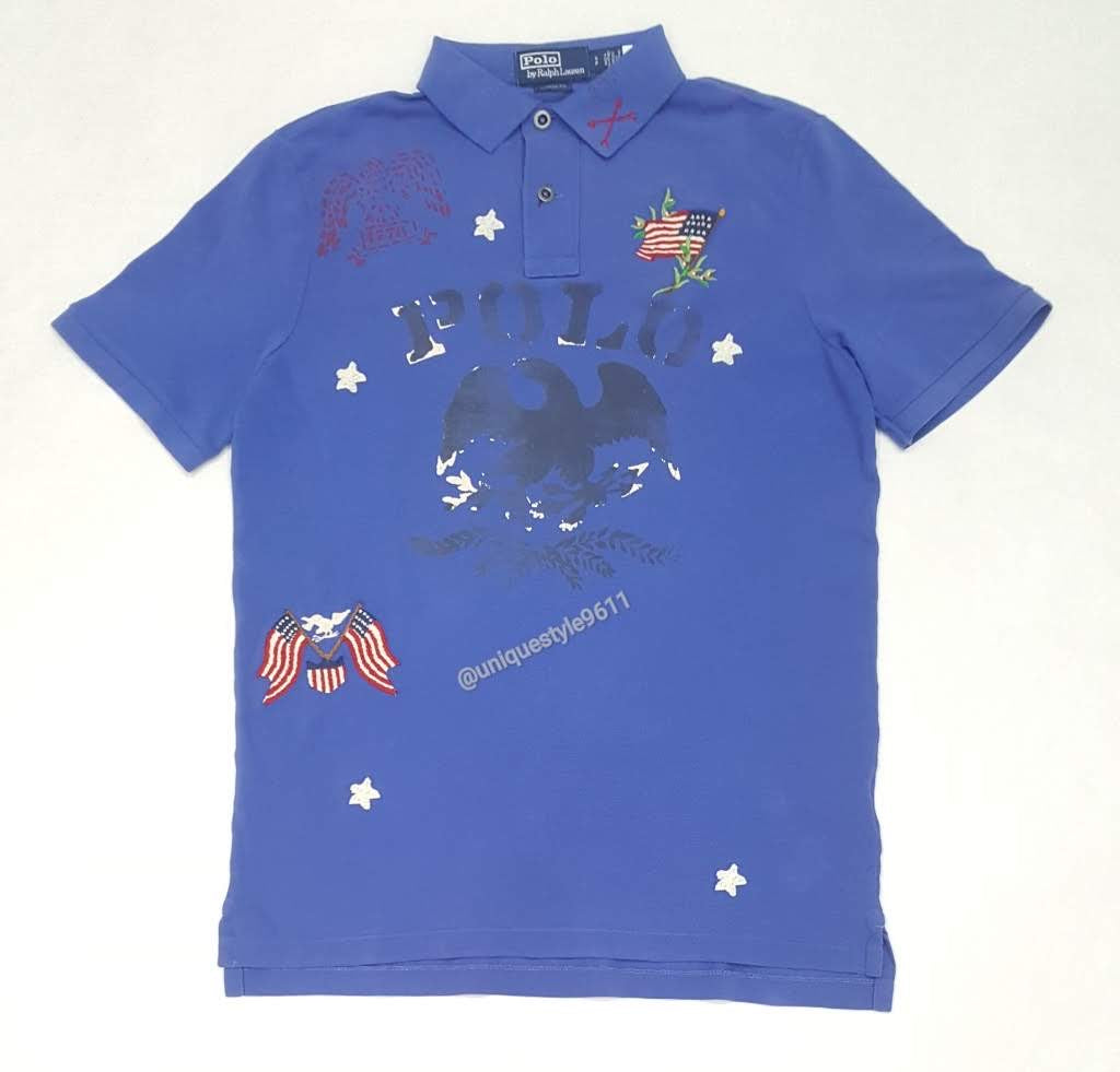 Nwt Polo Ralph Lauren Blue Eagle American Flag Classic Fit Polo