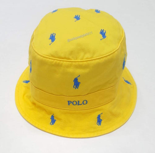 Nwt Polo Ralph Lauren Yellow Allover Pony Bucket Hat - Unique Style