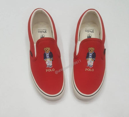 Nwt Polo Ralph Lauren Black/Red P-Wing Sneakers