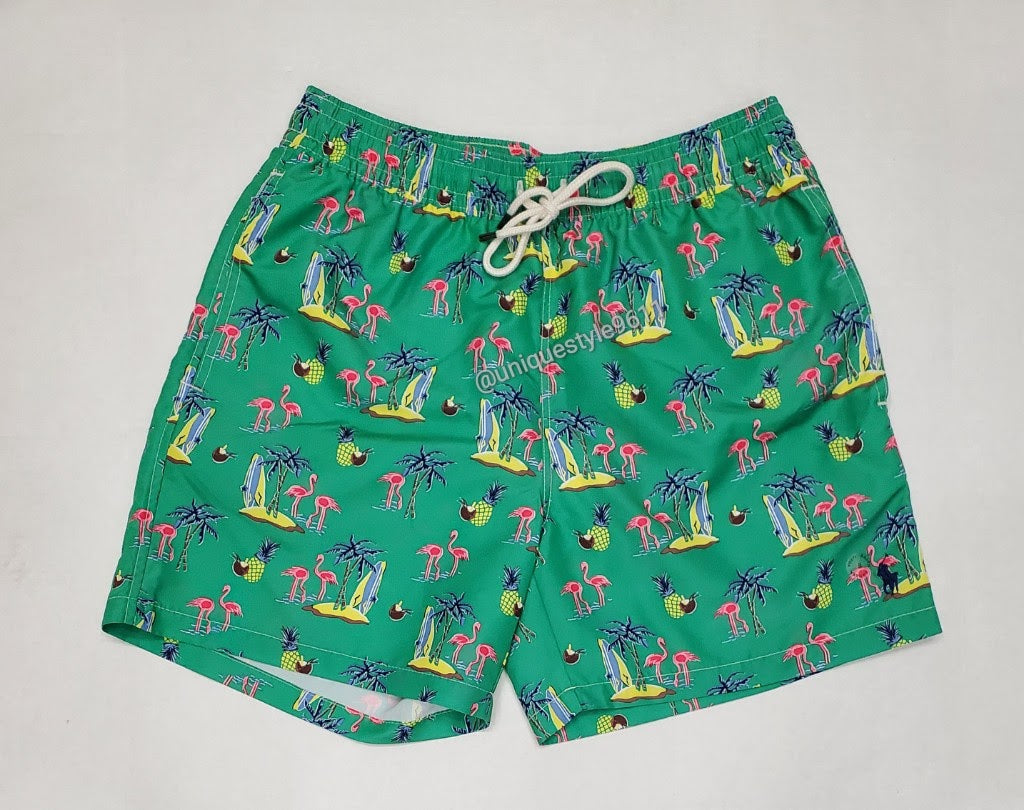 Nwt Polo Ralph Lauren Allover Flamingo Print Swim Trunks u