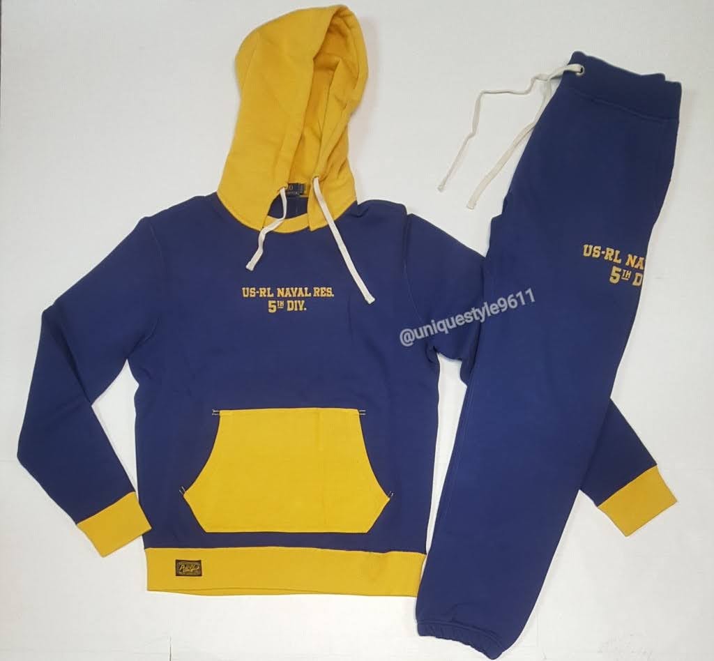 Nwt Polo Ralph Lauren Navy Signal Squadron US-RL Hoodie With Matching Navy US-RL Naval Joggers