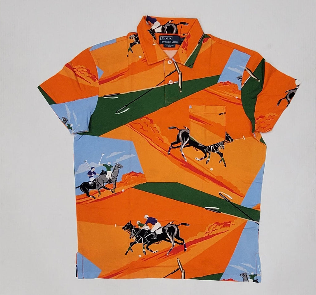 Nwt Polo Ralph Lauren Orange Equestrian Featherweight Mesh Polo