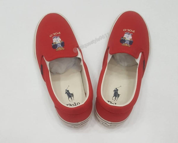 Nwt Polo Ralph Lauren Red Splatter Paint Teddy Bear Sneakers - Unique Style