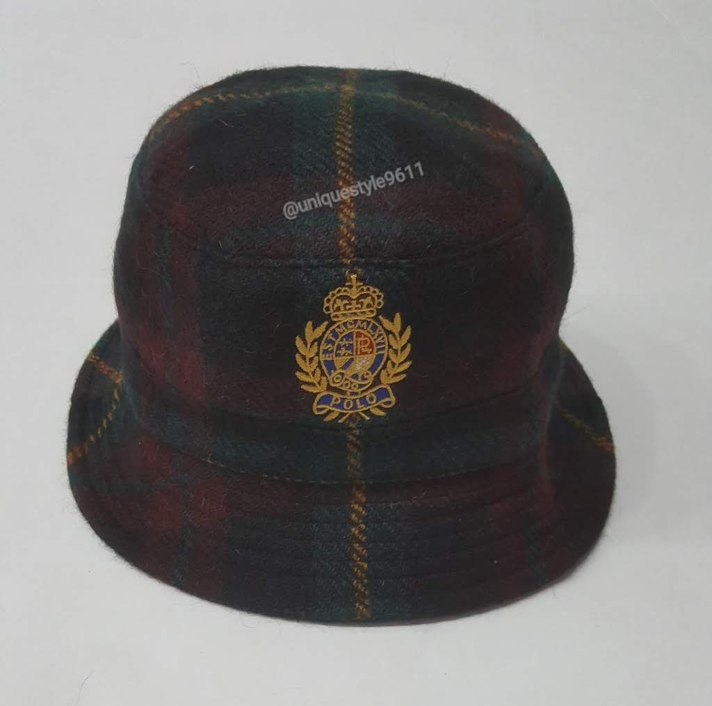 Nwt Polo Ralph Lauren Plaid Crest Bucket Hat