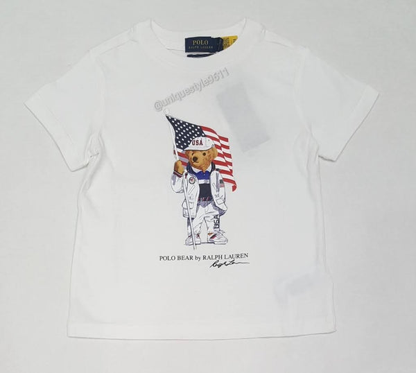 Nwt Kids Polo Ralph Lauren USA Flag Bear Boys Tee - Unique Style