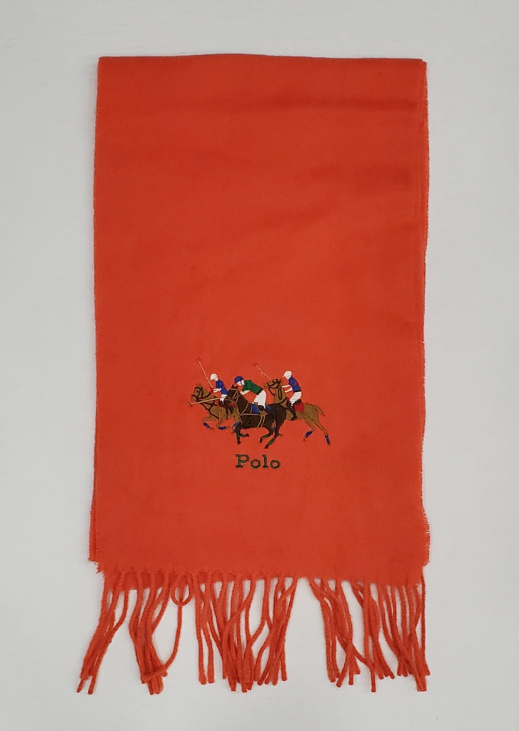 Nwt Polo Ralph Lauren Orange Triple Pony Scarf