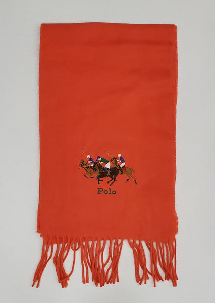 Nwt Polo Ralph Lauren Orange Triple Pony Scarf - Unique Style