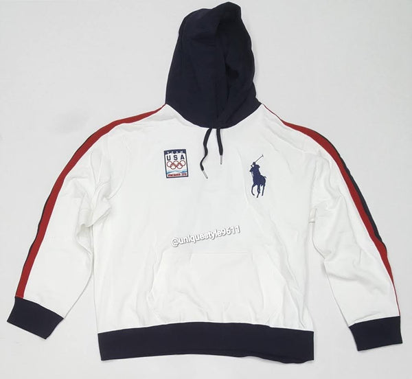 Nwt Polo Ralph Lauren White Team USA 10 Vancouver Big Pony Pullover Hoodie - Unique Style