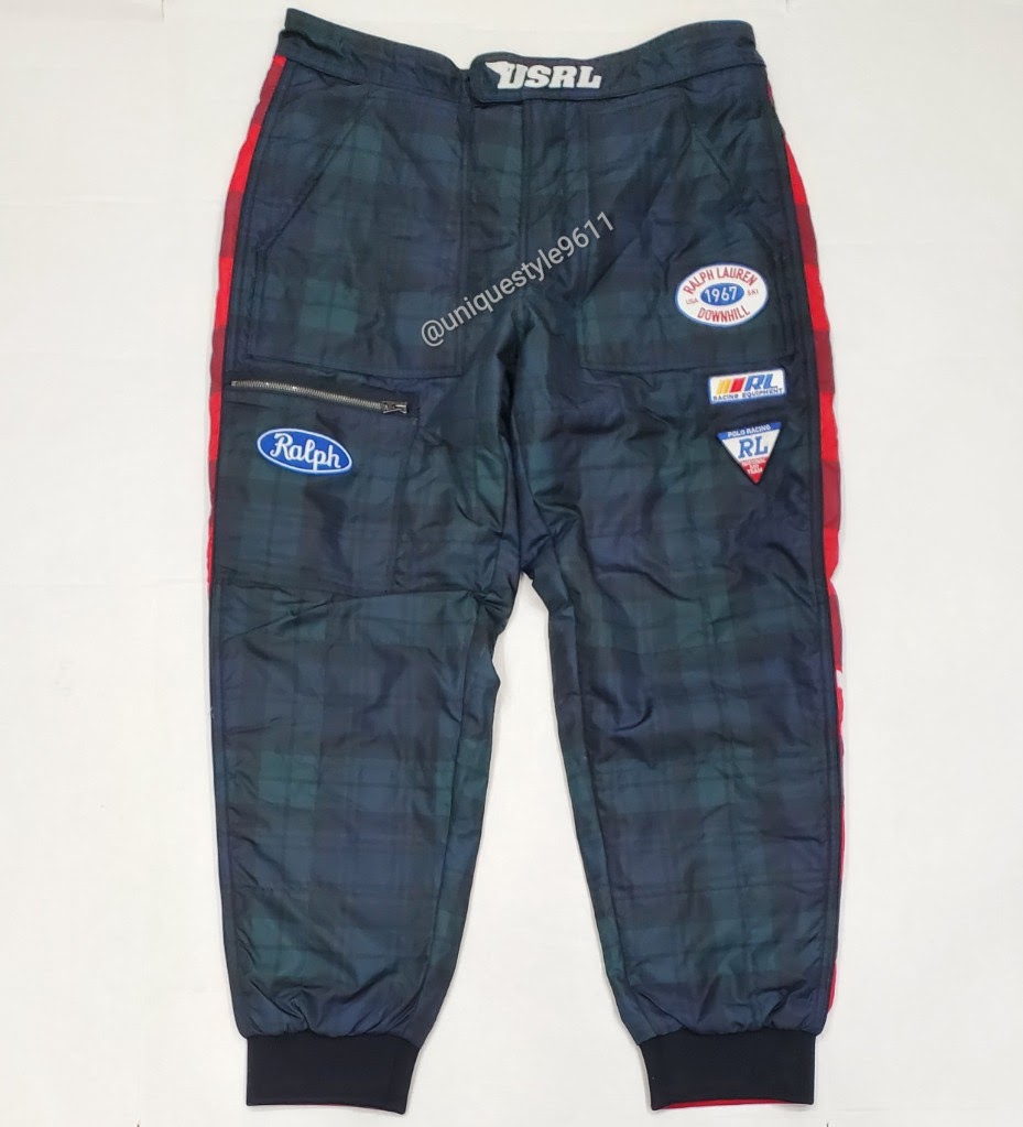 Nwt Polo Ralph Lauren Plaid Tartan Patch Racing Windbreaker Pants