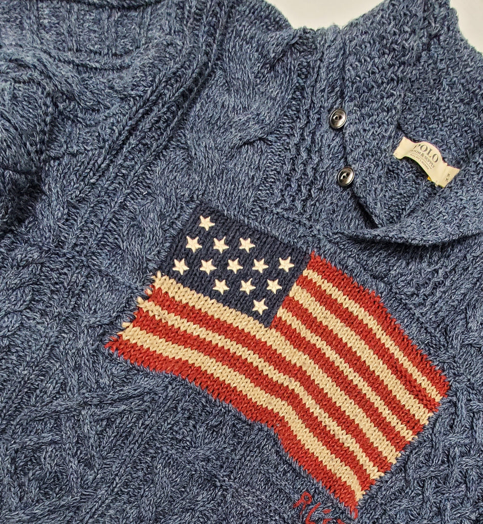 Nwt Polo Ralph Lauren American Flag Shawl Sweater