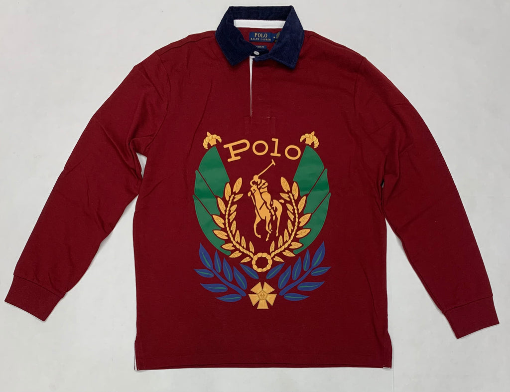 Nwt Polo Ralph Lauren Burgundy Uni Crest Classic Fit Rugby