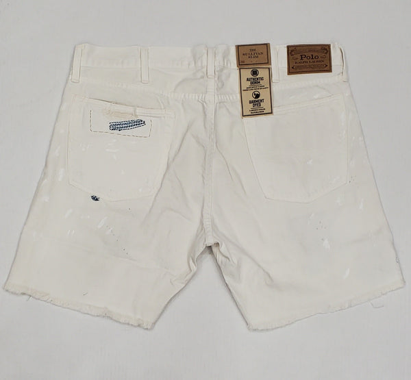 Nwt Polo Ralph Lauren White Sullivan Slim Rips Denim Shorts - Unique Style