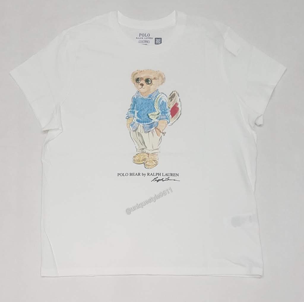 Nwt Polo Ralph Lauren Women's White Handbag Teddy Bear Tee