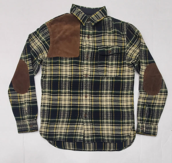 Nwt RRL Plaid Suede Elbows /Shoulders L/S Button Down - Unique Style