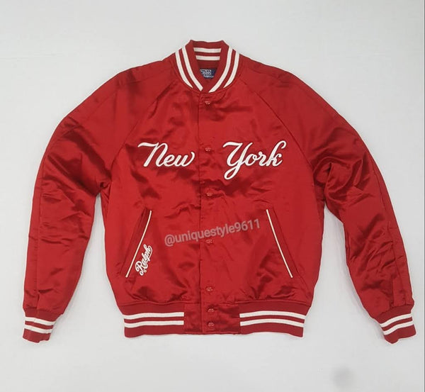 Nwt Polo Ralph Lauren Yankees Red Satin Jacket