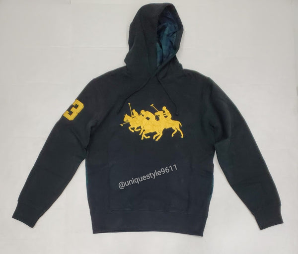 Nwt Polo Ralph Lauren Black Triple Pony Embroidered Hoodie - Unique Style