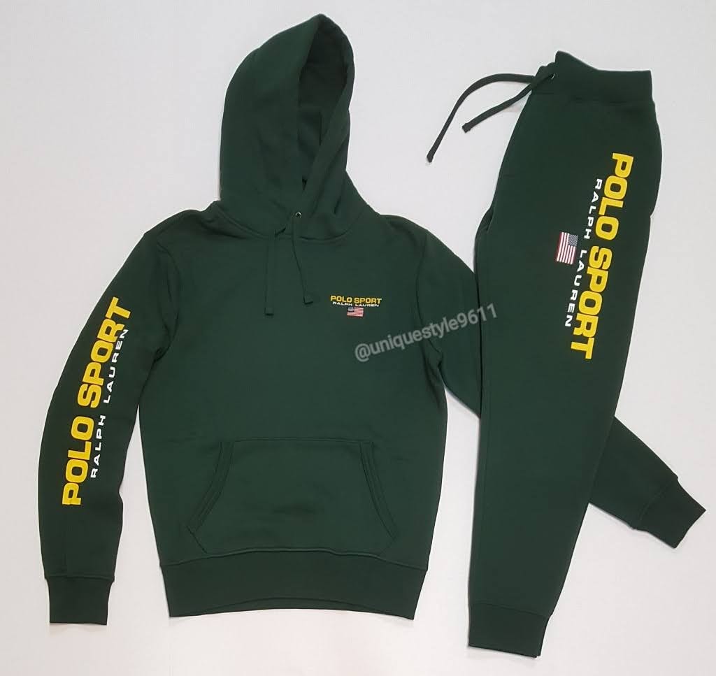 Nwt Polo Ralph Lauren Green Pullover Polo Sport Hoodie with Matching Green Polo Sport Joggers