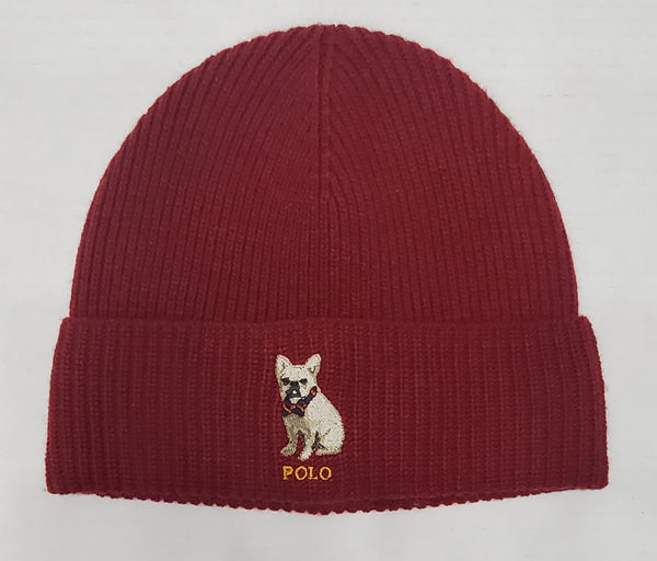 Nwt Polo Ralph Lauren Burgundy Dog Skully - Unique Style