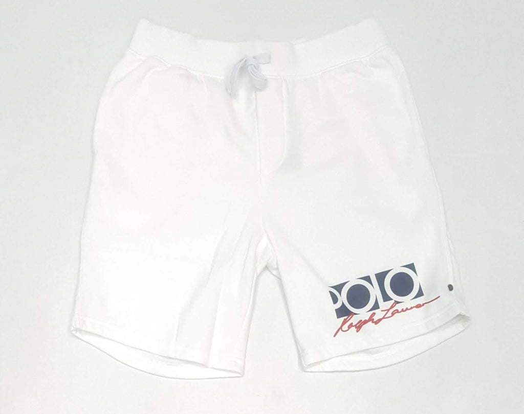 Nwt Polo Ralph Lauren White Logo Script Print 2021 Fleece Shorts